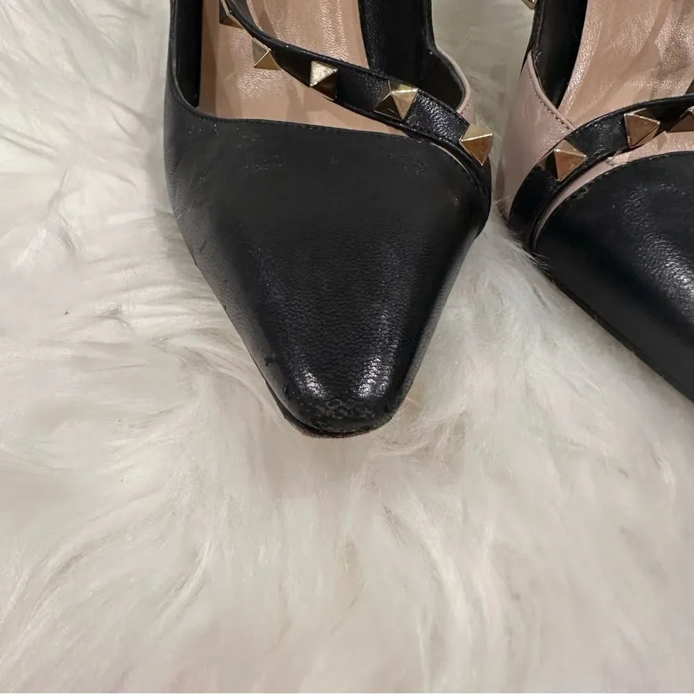 VALENTINO GARAVANI Nappa Rockstud Cross Strap d'Orsay Pumps